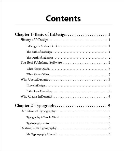 best table of contents